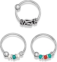 Vista 1 de Creations - 3 aros de plata hechos a mano para piercing de cartílago, hélice, plata de ley 925, calibre 22, triplete de aros originales únicos