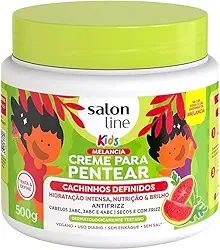 Salon Line, Creme para Pentear, Kids, Melancia, Cachinhos Definidos, Vegano - Para Cabelos Ondulados, Cacheados e Crespos, 500g