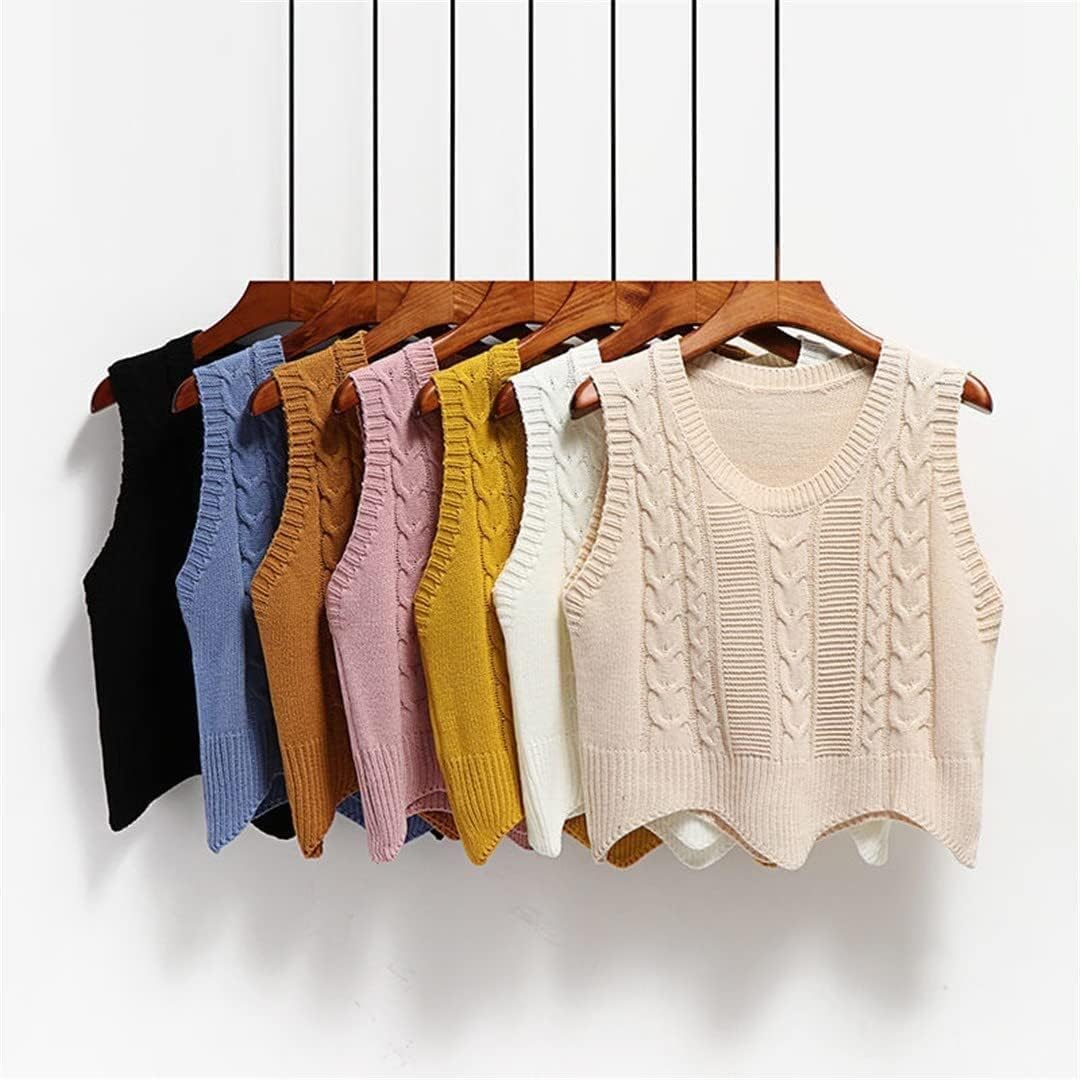 Irregular Cropped Sweater Vests Women Simple Casual Fall Winter Knitwear