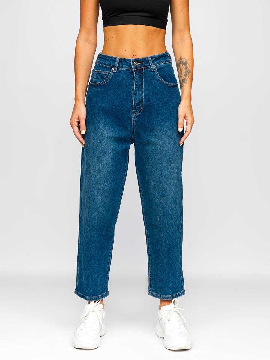 BOLF Femme Pantalon en Jeans Jeans Used Look Jeans Destroyed Denim Style Mom Fit Jambe etroite Temps Libre Casual Style Mix F6F
