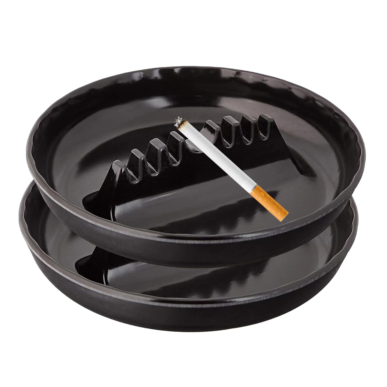 Ash Tray for Cigarettes - Ashtrays for Cigarettes Outdoor Ash Tray-2 Pack 7 Inches Large Size Patio Ashtray, Home Ashtray, Smokeless Tabletop Ashtrays,Trash Can(black)