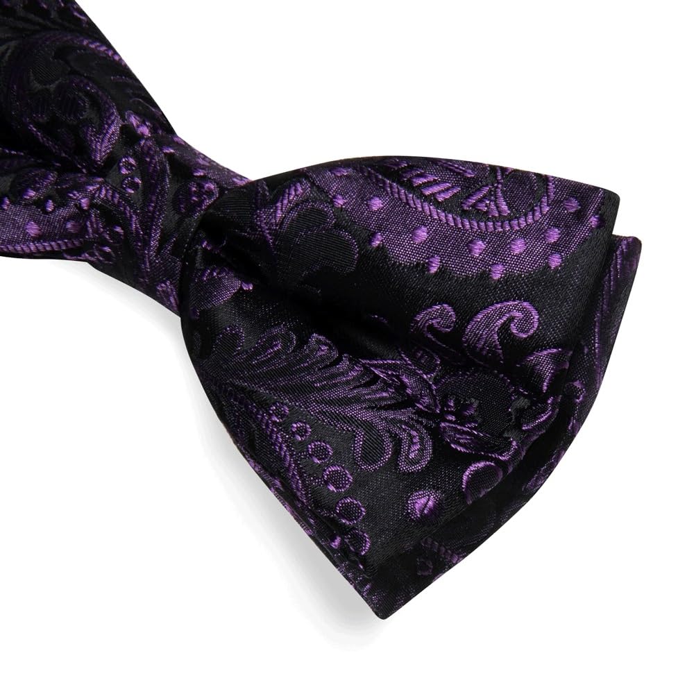 JFDBGU Paisley Pre-Tied Bow Tie for Men Adjustable Bowtie Business Wedding Handerchief Cufflinks Set Gifts
