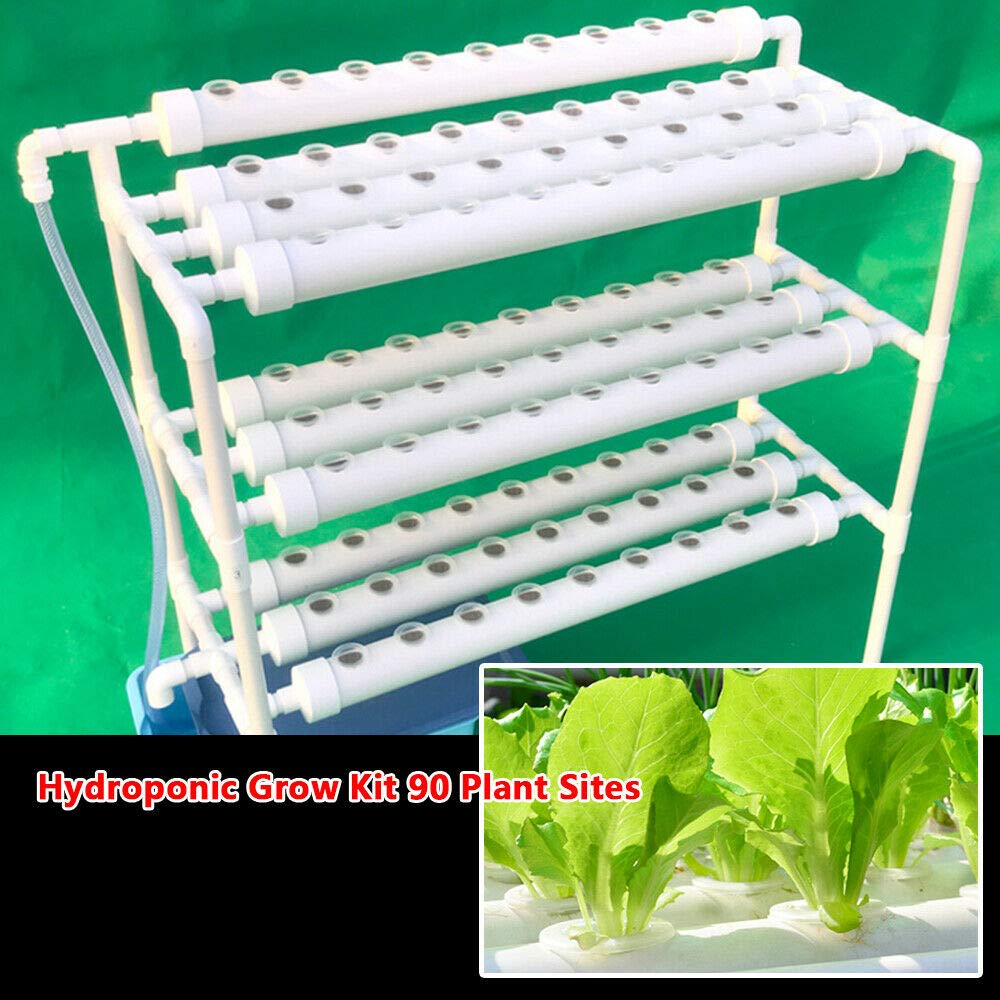 Kit de culture hydroponique 90 sites 3 plantes couchées PVC 10 tubes Système de jardin pour légumes