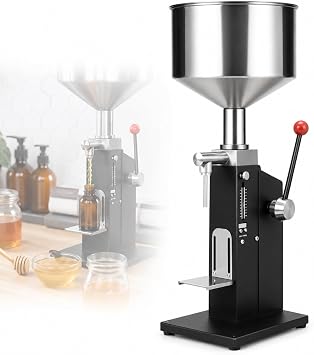 Manual Paste Liquid Filling Machine, Adjustable Bottle Filling Machine Filler with Adjustable Volume, 304 Stainless Steel Hopper, Bottle Filler for Honey, Sauce, Cream, 5-60ml