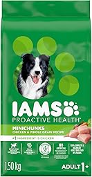 IAMS Proactive Health Minichunks Dry Dog Food – Crunchy Kibble for Adult Dogs – Chicken & Whole Grain Recipe – 1.50KG (3.3LB) Bag