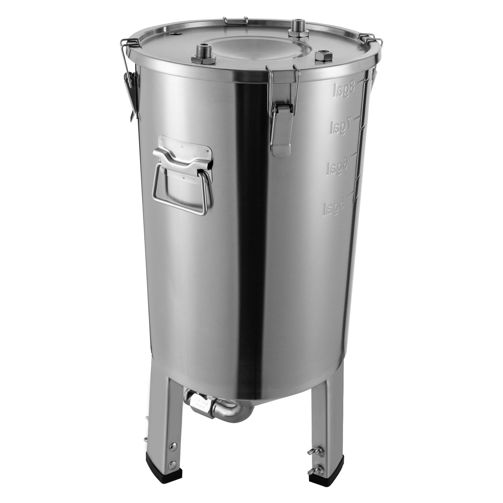 GäRtank Réservoir de fermentation amovible en acier inoxydable avec refroidisseur et surveillance de la température pour brassage domestique, fermes, bière, vin, lait, conique, argent, 32 l