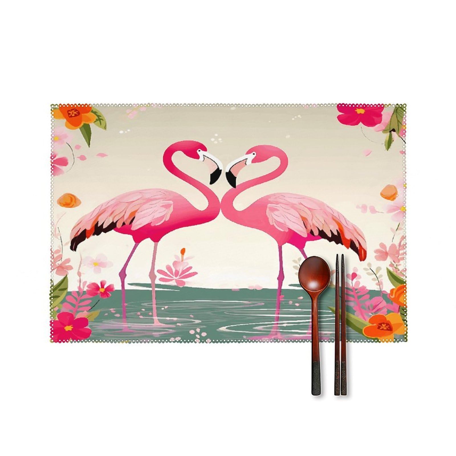 Fodpand Style Flamingos And Flowers Placemats Set Of 4 Place Mats Table Mats