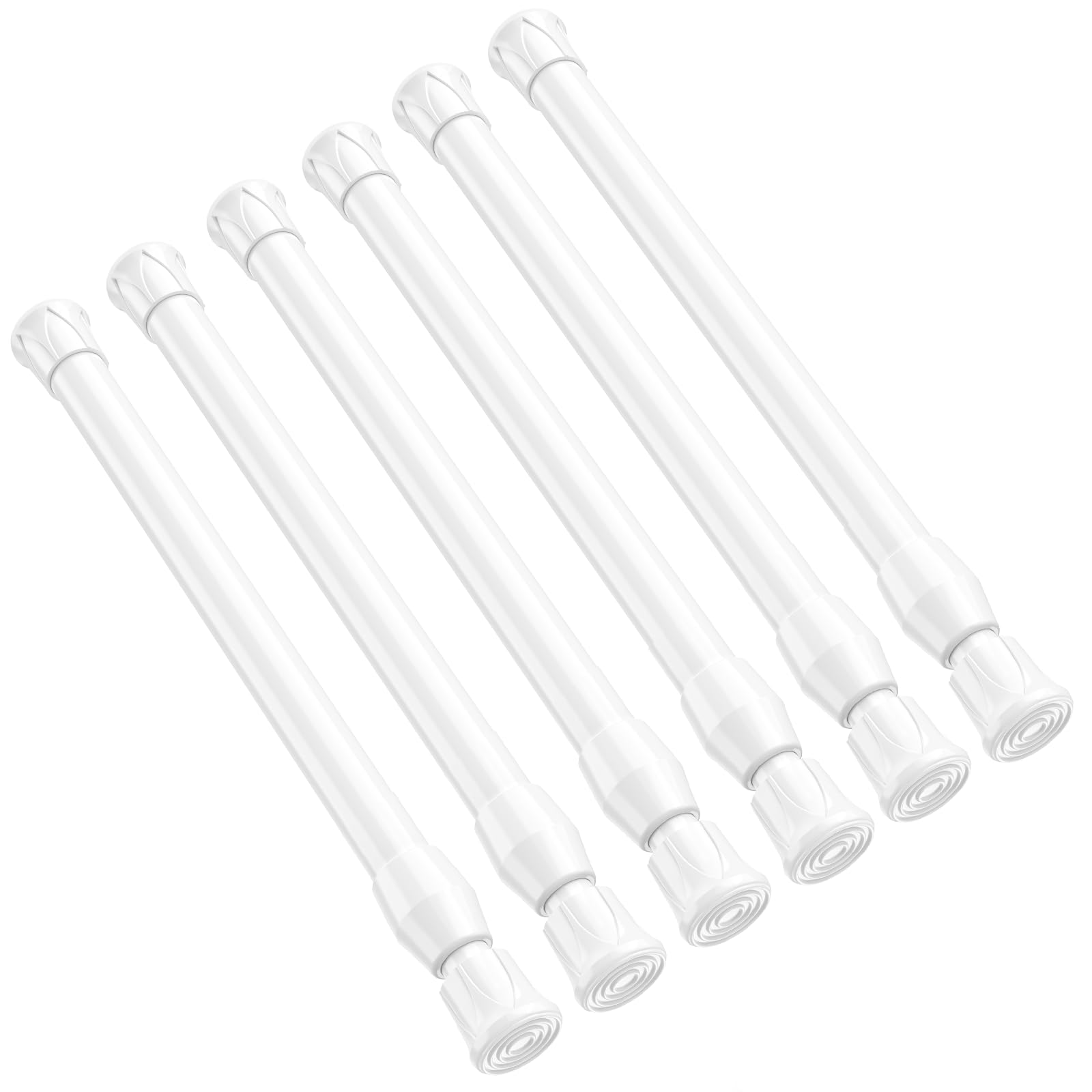 6 Pack Small Tension Rod 12 to 19 Inch Adjustable Tension Curtain Rod Mini Closet Spring Rod No Drilling Short Tension Rods for Windows, Cupboard, Kitchen Cabinets, White