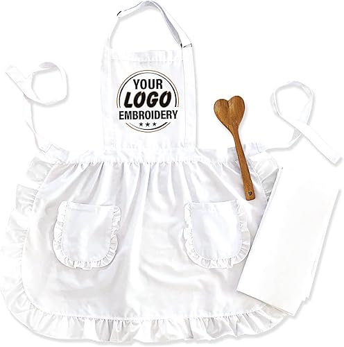 Miniatura 5 de TEEAMORE Delantal de volantes personalizado con impresión digital para cocina, horneado, parrilla, limpieza, disfraz, delantal de mujer