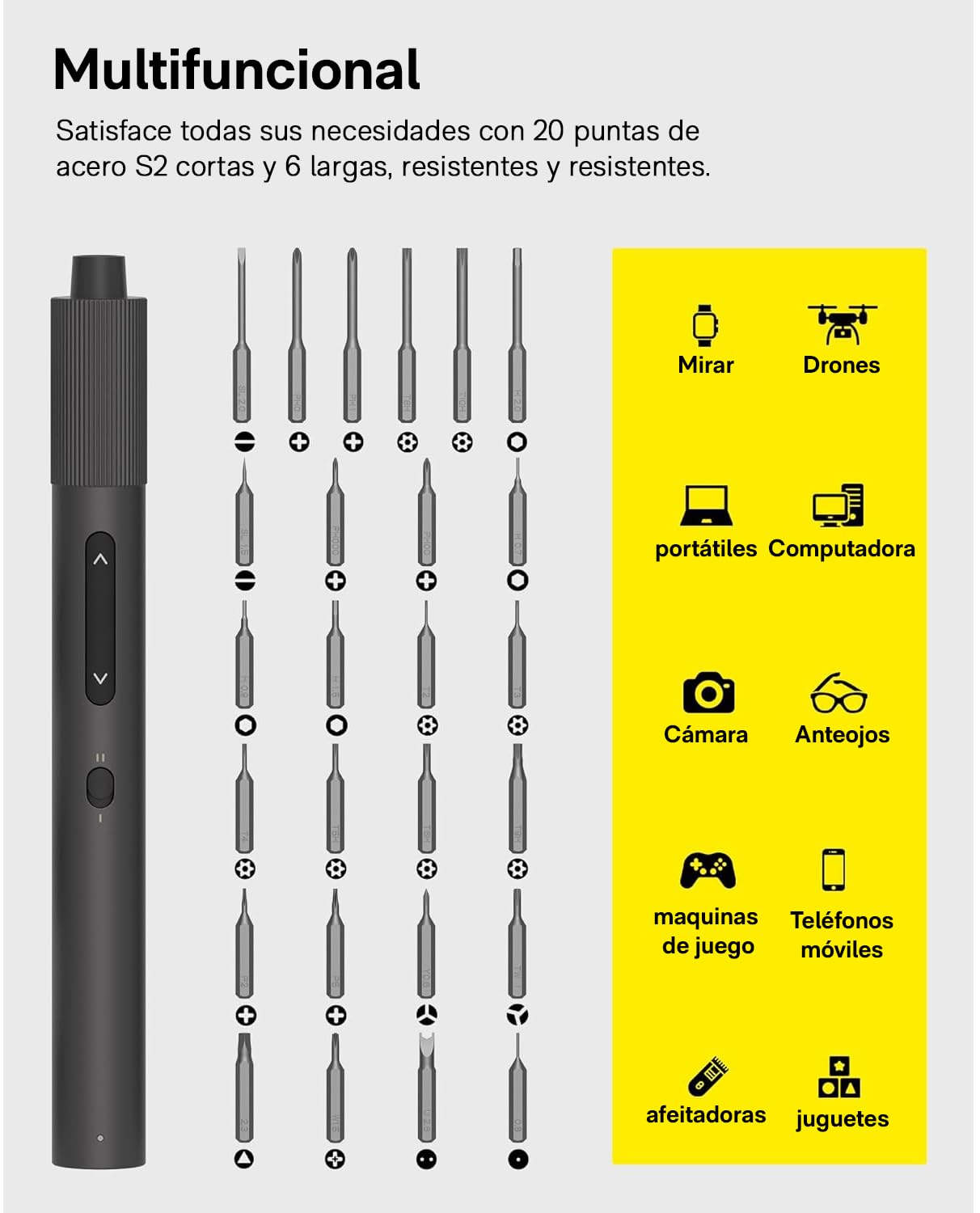 HOTO Juego de Destornilladores Precisión, Kit Destornilladores Profesionales 48 en 1, Mini Destornillador Electrico con Luz Led, Para Reparación Teléfono Móvil, Tableta, PC, Relojes
