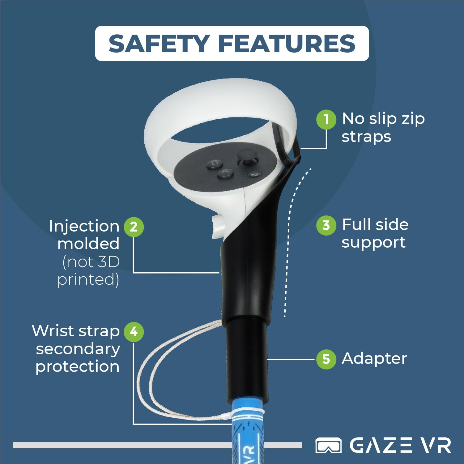 Gaze VR | VR Golf Club Attachments for Meta Quest 2 | Pro Grip | Right & Left Controllers | Blue — view 3