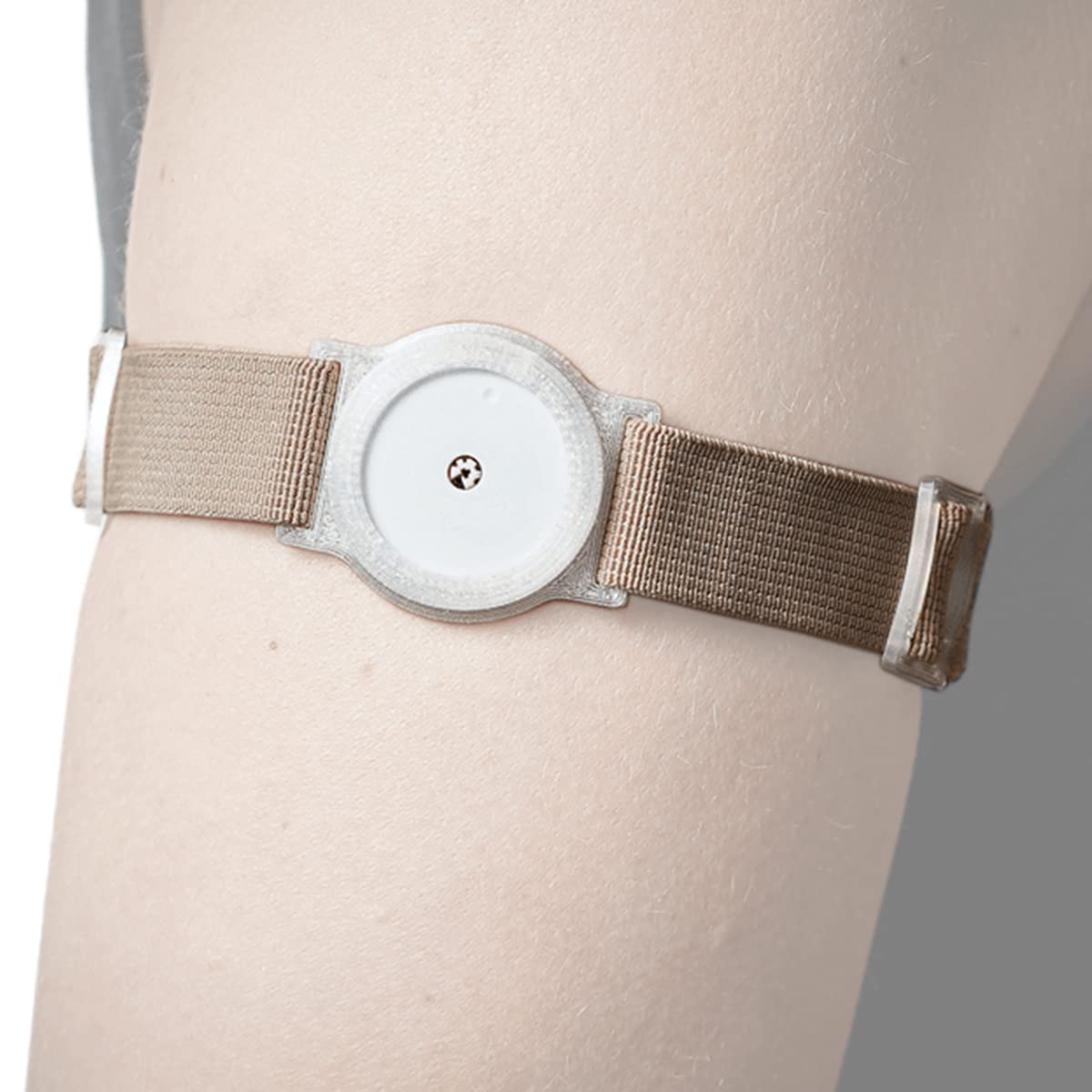 DiaBrothers style Libre Fixation Strap with Adjustable Bracelet - Holder: Transparent - Bracelet: Beige - Size: M (25-35 cm)