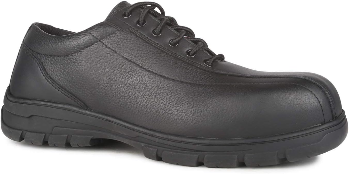 Acton, Fairway (A9263-11) | Black, Slip-on Safety Work Shoes | Fake Laced Design & WW (4E) Width |Waterproof & Steel Toe Protector | Certified CSA & Electrical Hazard