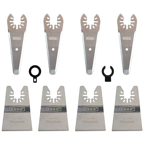 Miniatura 9 de XXGO 10 Uds Universal 2 pulgadas de acero inoxidable oscilante multi herramienta rígido raspador cuchillas para pintura, eliminación de lechada