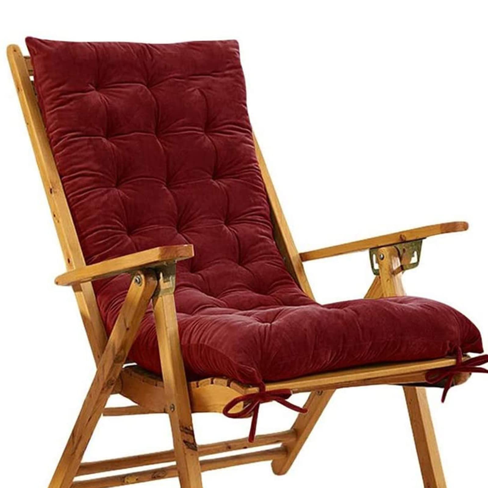 Zpyxbh Wine Red Rocking Chair Cushion, Garden High Back Chair Cushions With Ties Overstuffed Seat Back Cushion Pad Tufted Pillow For Desk Chair, Dining Chairs And Office Chair, Non Skid Slip,