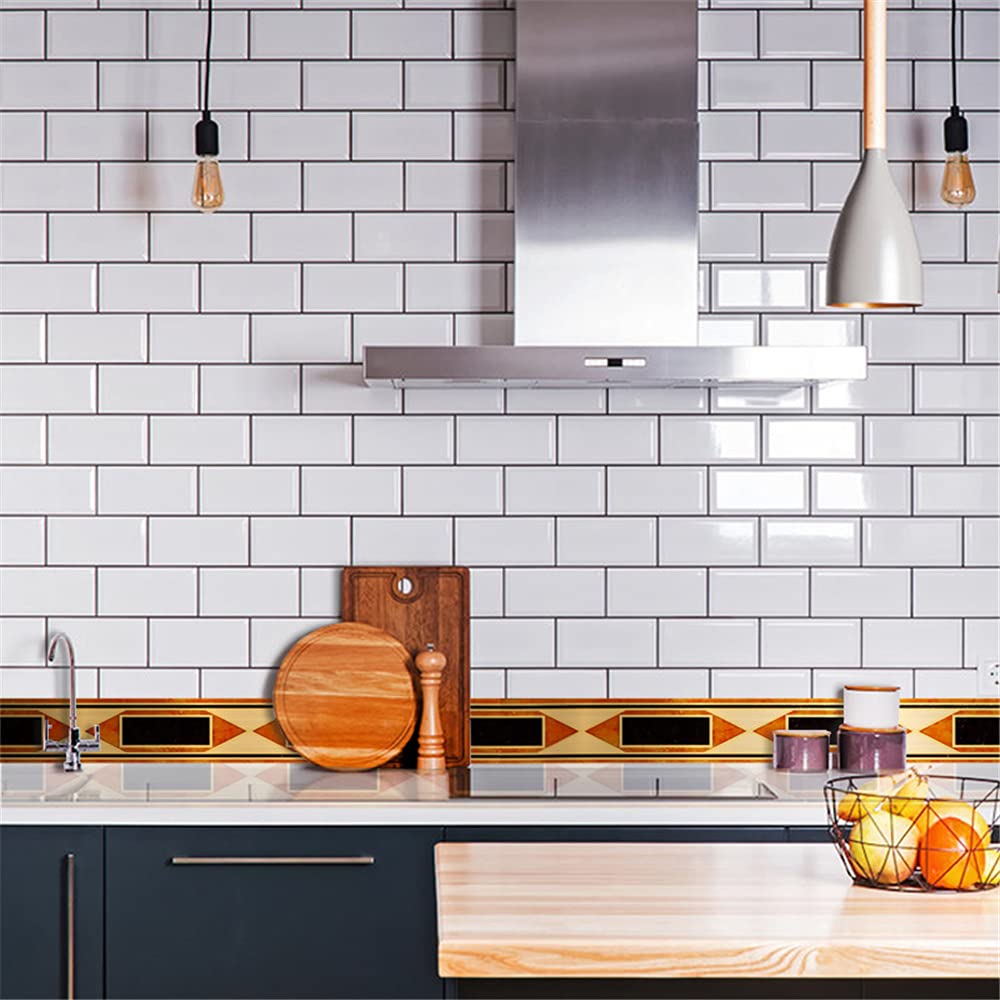Autocollant de tuile de mur imperméable en PVC doré frise murale adhésive