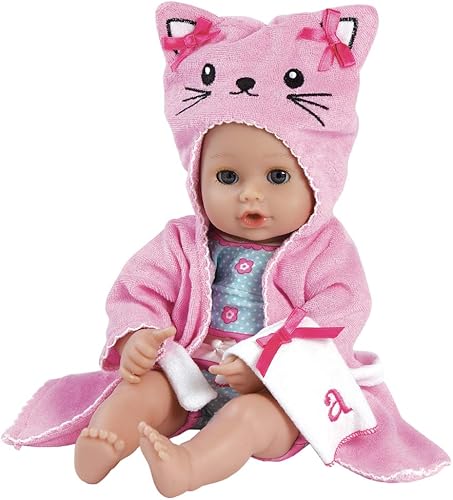 Adora Bathtime Kitty, muñeca lavable de 13 pulgadas con ojos que abren y cierran para niños mayores de 1 año, cuerpo suave para abrazar y mimar,