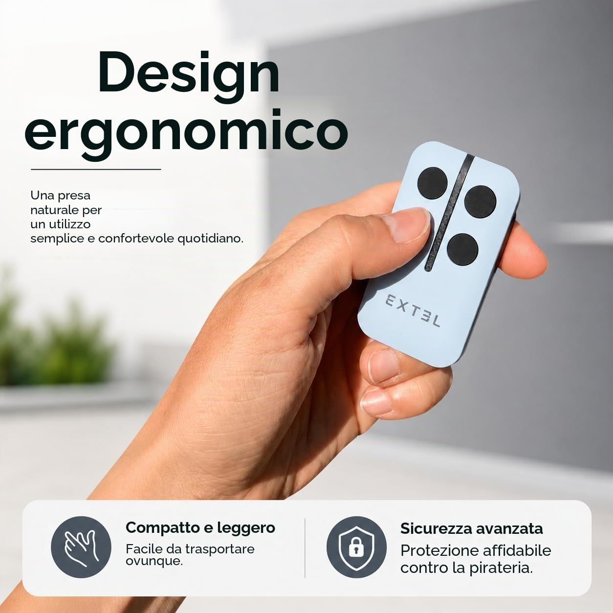 EXTEL Nuovo telecomando aggiuntivo 4 pulsanti per motorizzazione di cancello e Garage Extel, Avidsen, Astrell, Thomson, Easymate, Blyss che sostituisce il riferimento 750530