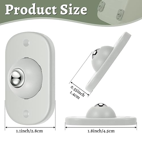 Miniatura 2 de Honoson 24 ruedas giratorias autoadhesivas de acero inoxidable, rueda universal de rotación de 360 grados para almacenamiento inferior (gris con 1