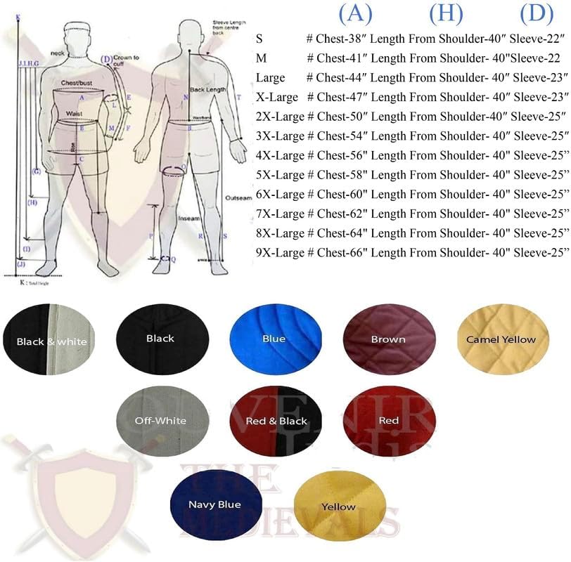 Medievals Gambeson Thick Padded Two Tone color Quilted Jacket Cotton Aketon for Renaissance Cosplay Costumes