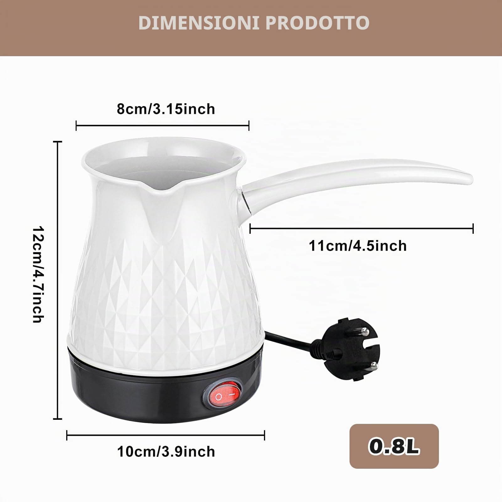 Byzesty Bollitore per caffè turco, 500 ml, macchina per espresso, macchina per caffè turco, caffettiera elettrica, caffettiera per casa, ufficio, viaggi, espresso, moka, tè