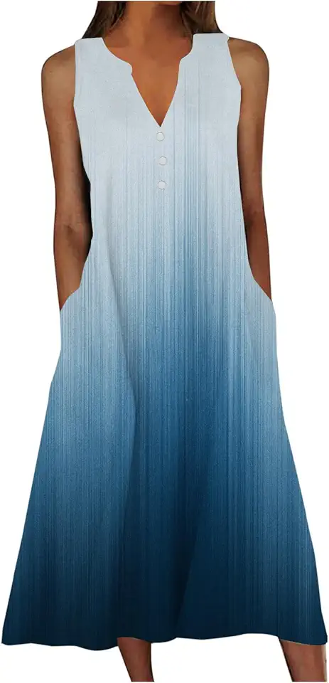 Vestidos femininos sem mangas soltos para mulheres, decote em V, praia, havaiano, longo, outono, verão, 2024