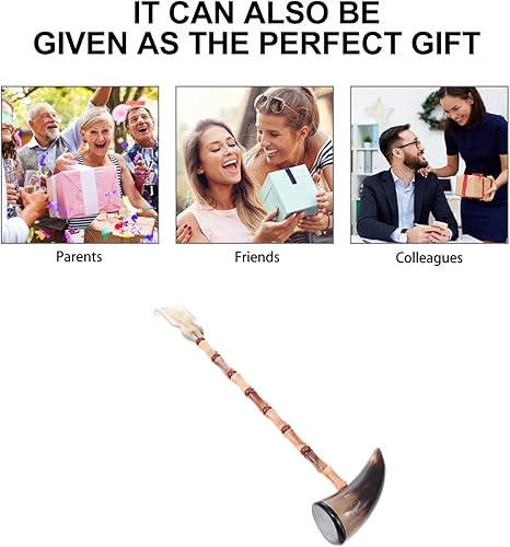 Miniatura 4 de EXCEART Cuerno de buey Rascador de espalda masajeador corporal Martillo Herramientas de masaje de mano para rascar picazón hogar familia 13.8-15.0 in