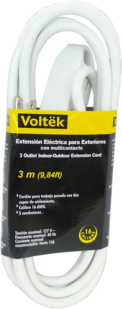 3 Outlet Indoor-Outdoor Extension Cord Cable Heavy Duty 3 m (9,84ft)