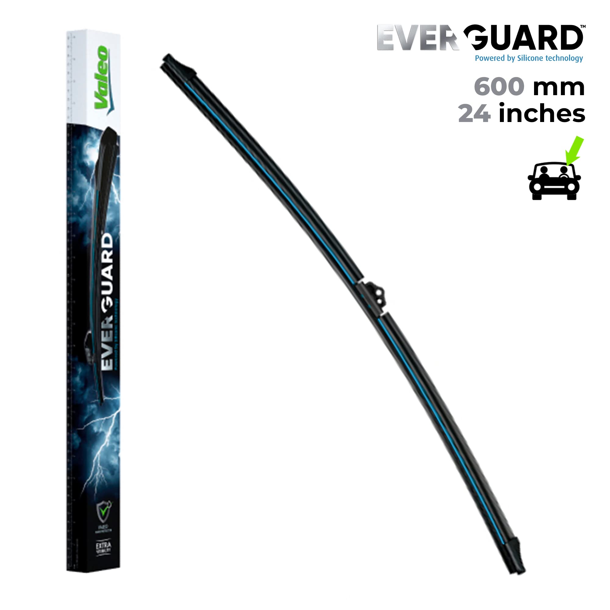 VALEO EVERGUARD - Premium - Kit de Escobillas Limpiaparabrisas Con Laminas de Silicona VSF60 + VSF40 - Longitudes: 600mm + 400mm - Escobillas Delanteras - Paquete de 2