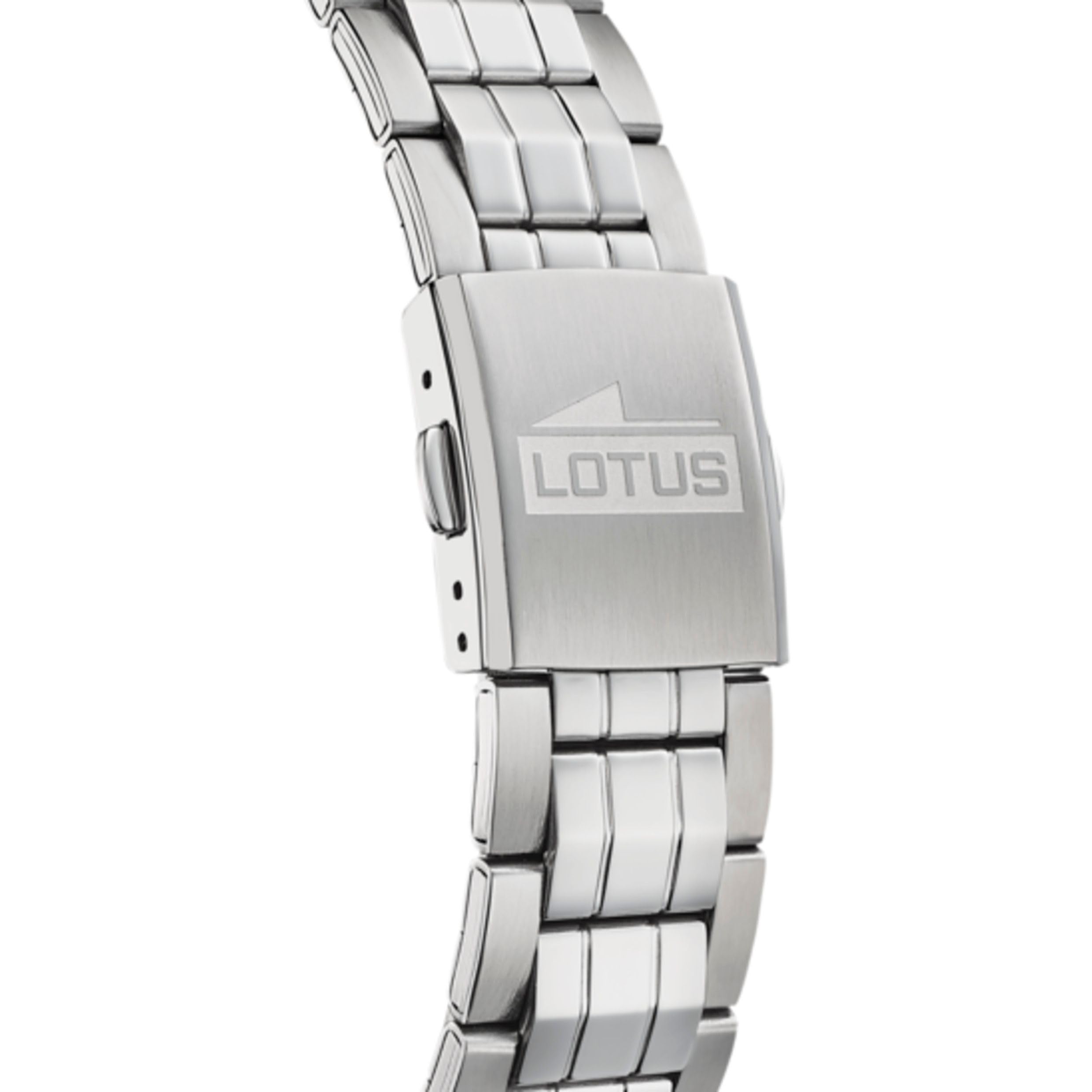 LOTUS Reloj Hombre Analógico de Acero Inoxidable 316l Plateado - Movimiento de Cuarzo - Calendario - Cristal Mineral de Alta Resistencia - Resistente al Agua 10 ATM Clásico 18670