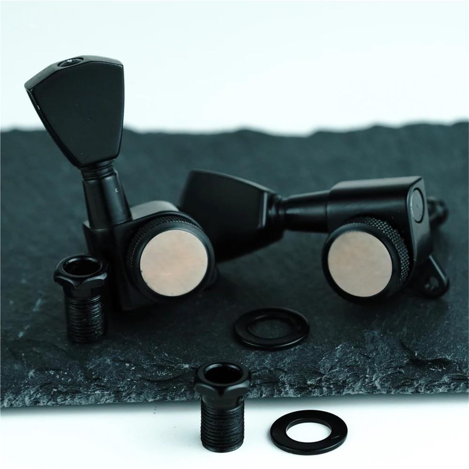 Estándar Guitarra Clavijas De Afinación Guitarra Eléctrica Metal Lock String Tuner Winder 3R3L Head DIY Cromo Negro(BK)