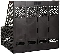 Vista 4 de SAYEEC Organizador de archivos de escritorio, 4 compartimentos, divisores verticales de archivos, marcos de libros, gabinete de documentos, caja