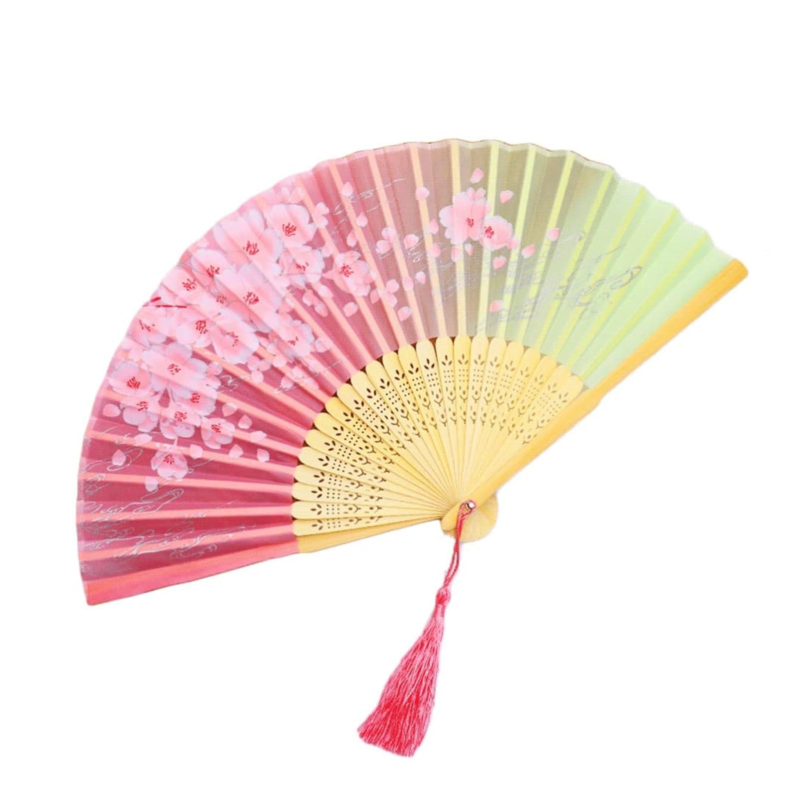 Folding Fans Folding Hand Fans for Women Chinese Vintage Silk Fans for Dance Performance Decoration Wedding Gift Roze (Size: 21cm/8.2") Decorative