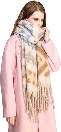 Yatemiole Women's Cashmere Feel Pashmina Shawl Wraps vintage style Warm Blanket Scarves with Tassel