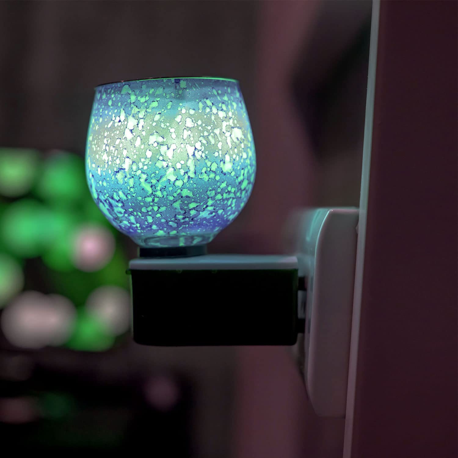 SIGNAMIO Ceramic Multi Color 2 in 1 Electric Kapoor Dani Burner: Essential Home Fragrance Product&Room Freshener Diffuser with Night Lamp for Pooja Rooms,Aroma,Oil&Camphor Diffuser Capabilities-DN-Sky