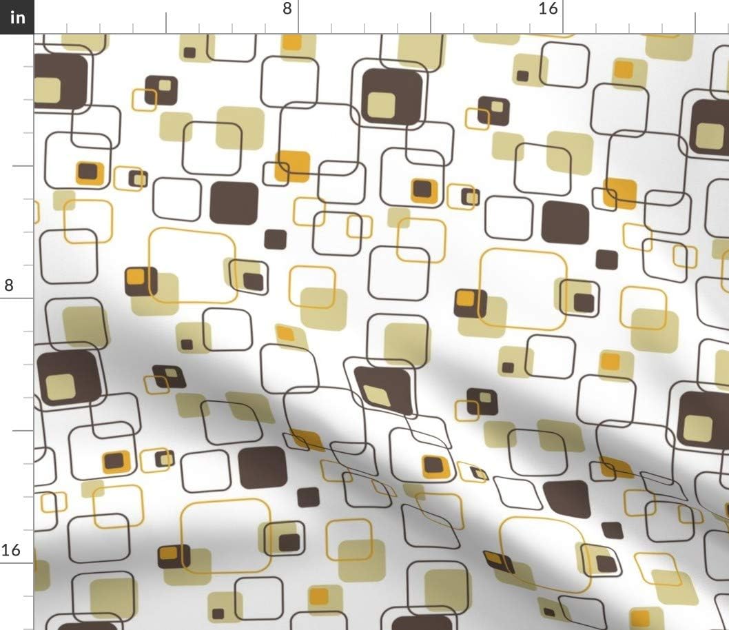Spoonflower Fabric - Groovy Gold Mid Century Retro Vintage 1950S Geometric Modern Brown Printed on Petal Signature Cotton Fabric Fat Quarter - Sewing Quilting Apparel Crafts Decor