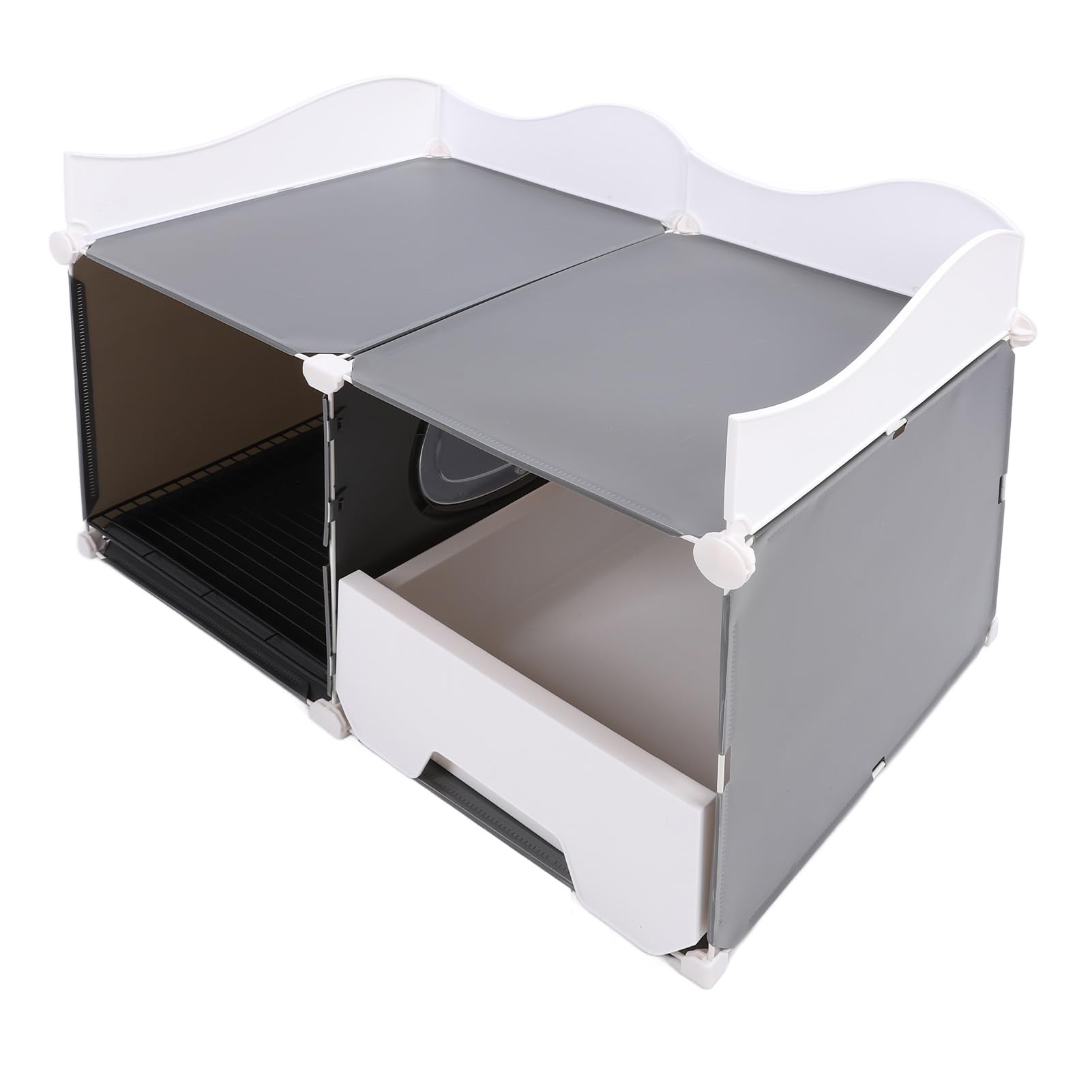 Geschlossene Katzenstreu Box mit Splash Guard Schublade | Mit Duft Kontrolle überdachte Wurf Box für Katzen im Innenbereich | Abnehmbarer Deckel Kitty Litter Box mit Matte, groß (Grau)