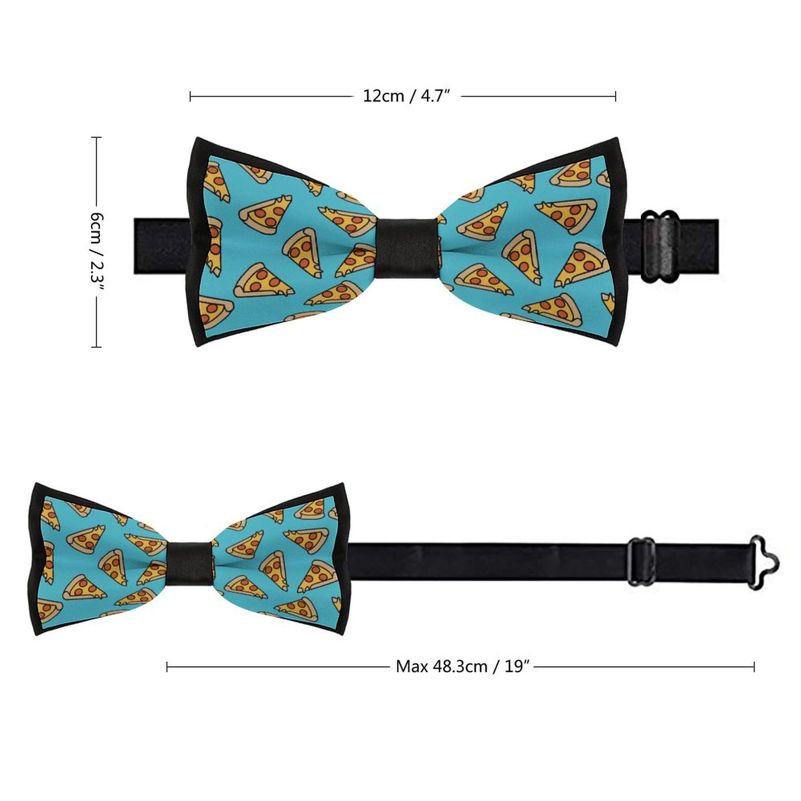 GoasNei Funny Pizza Pattern Bow Tie for Men Adjustable Necktie Funny Tie Neck Ties for Weddings Party