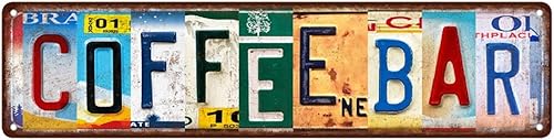 Letreros de metal vintage para decoración de pared de cafetería, letreros de lata de metal, 16 x 4 pulgadas