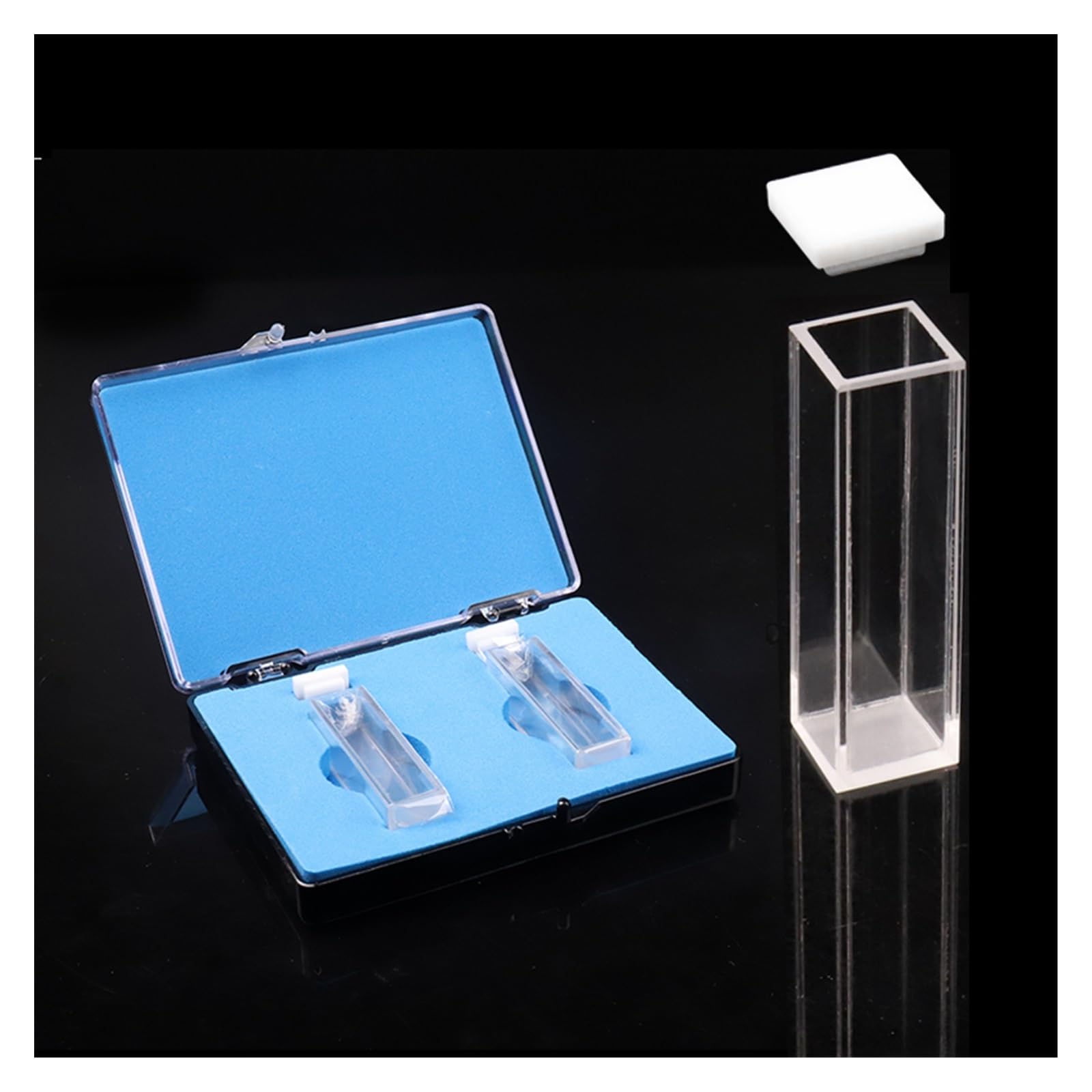 Equipo de laboratorio 2 cubetas de cuarzo de 10 m, espectrofotómetro de 3,5 ml con cubierta transparente en todos los lados