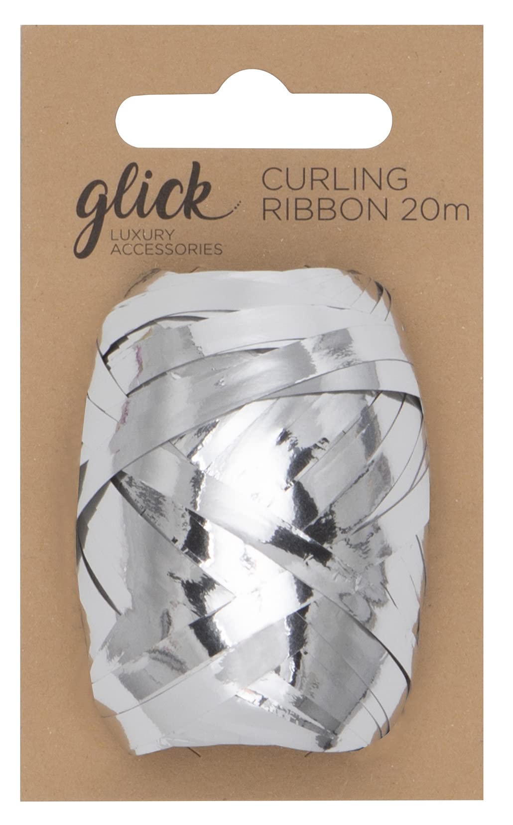 Glick Metallic Silver Curling Ribbon for Gift Wrapping, Arts & Crafts, Birthdays, Valentine's, Christmas, 20 Meters