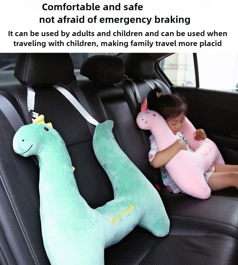 Cuscino di supporto per il collo da viaggio per bambini in auto, poggiatesta ergonomico con cinghia regolabile per un sonno confortevole (verde)