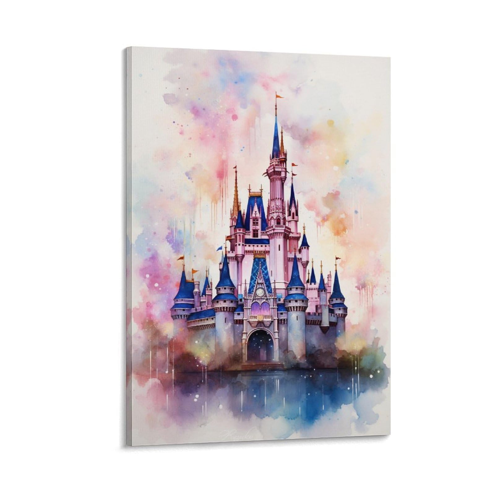 Foccar Frame-Style-4 Watercolor Castle Wall Art Prints Modern Romantic Fairy Tale City Pictures On Canvas Poster Wall Decor For Bedroom Home Decorations