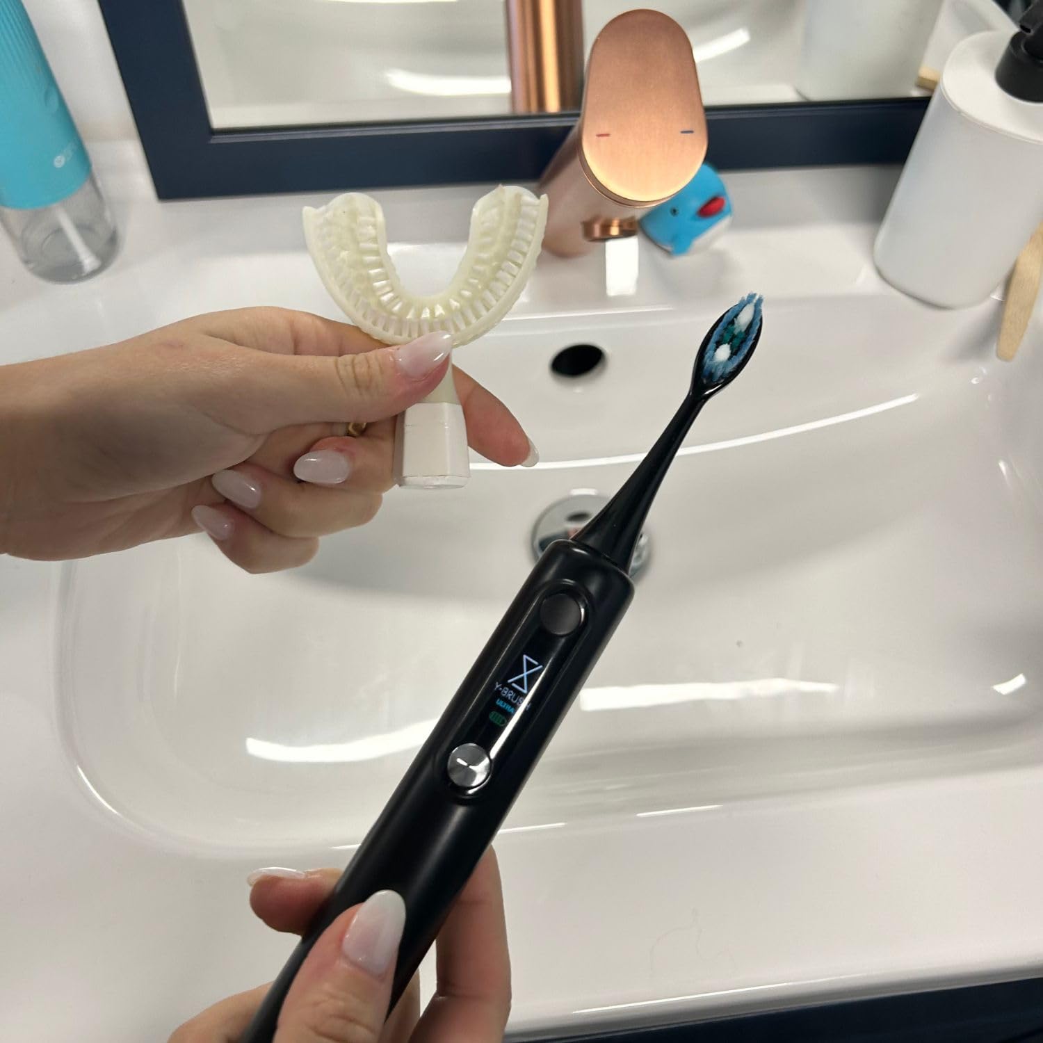 Y-Brush Ultra – Cepillo de dientes eléctrico sónico – Pack ultra adulto (Ultra, adulto (12-99 años)) (Ultra - Black, M - Adult 12+)