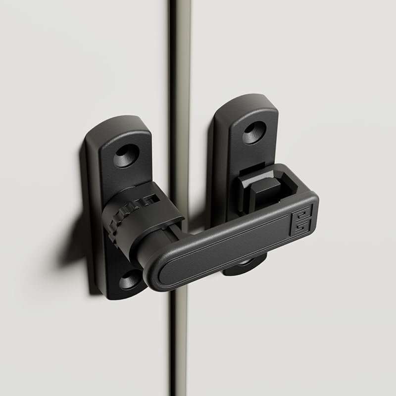 Cerradura de pestillo de altura ajustable, 90/180 grados, cerradura de puerta corredera/abatible, perno de pestillo para granero, garaje, jardín, valla, cobertizo, ventana, gabinete, pantalla de patio, puerta francesa mejorada (negro)