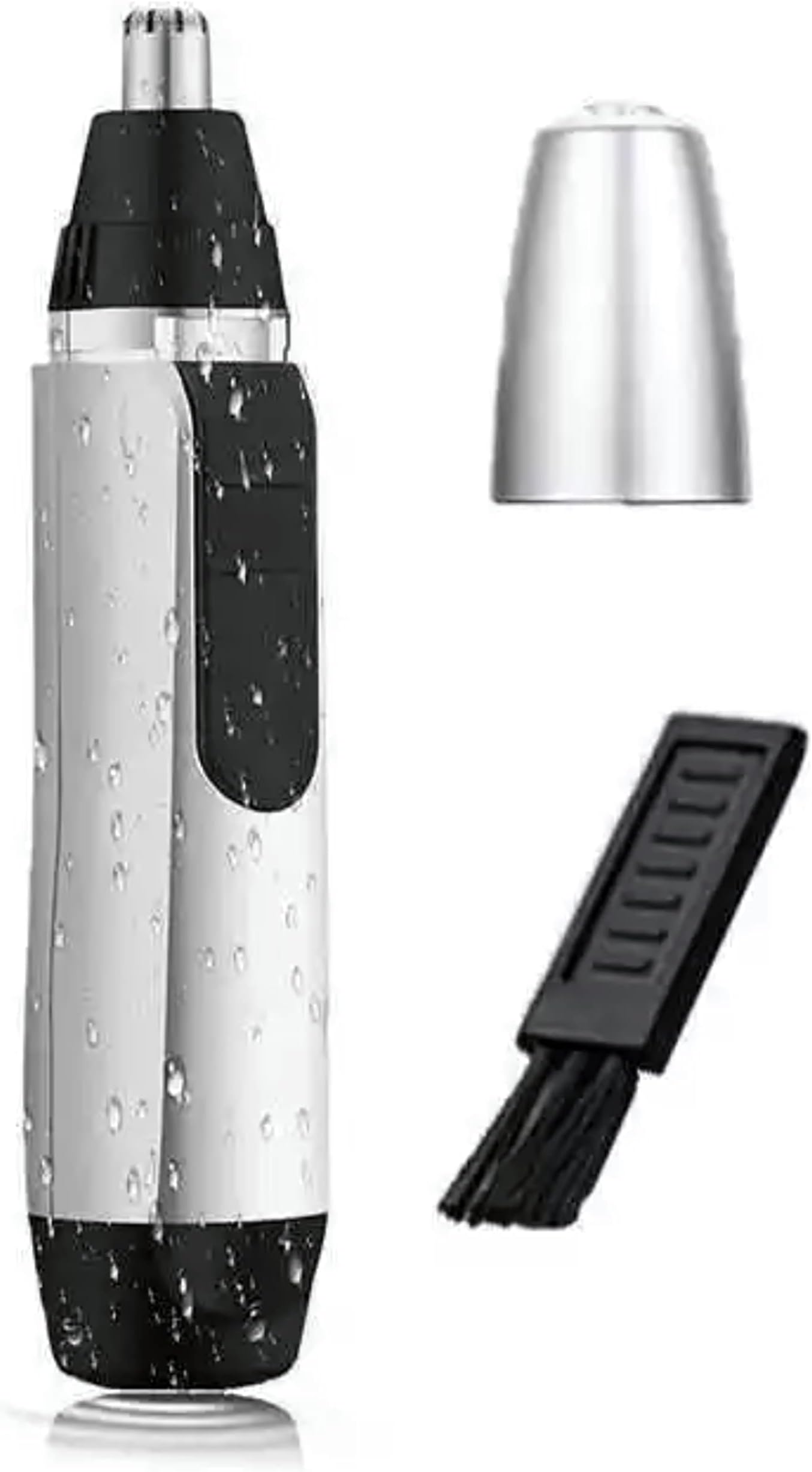 Nose Ear Nasal Hair Trimmer Clipper - Professional Painless Eyebrow & Facial Hair Trimmer for Men Women, Battery-Operated IPX7 Waterproof Trimmer with Dual Edge Blades for Easy Cleansing