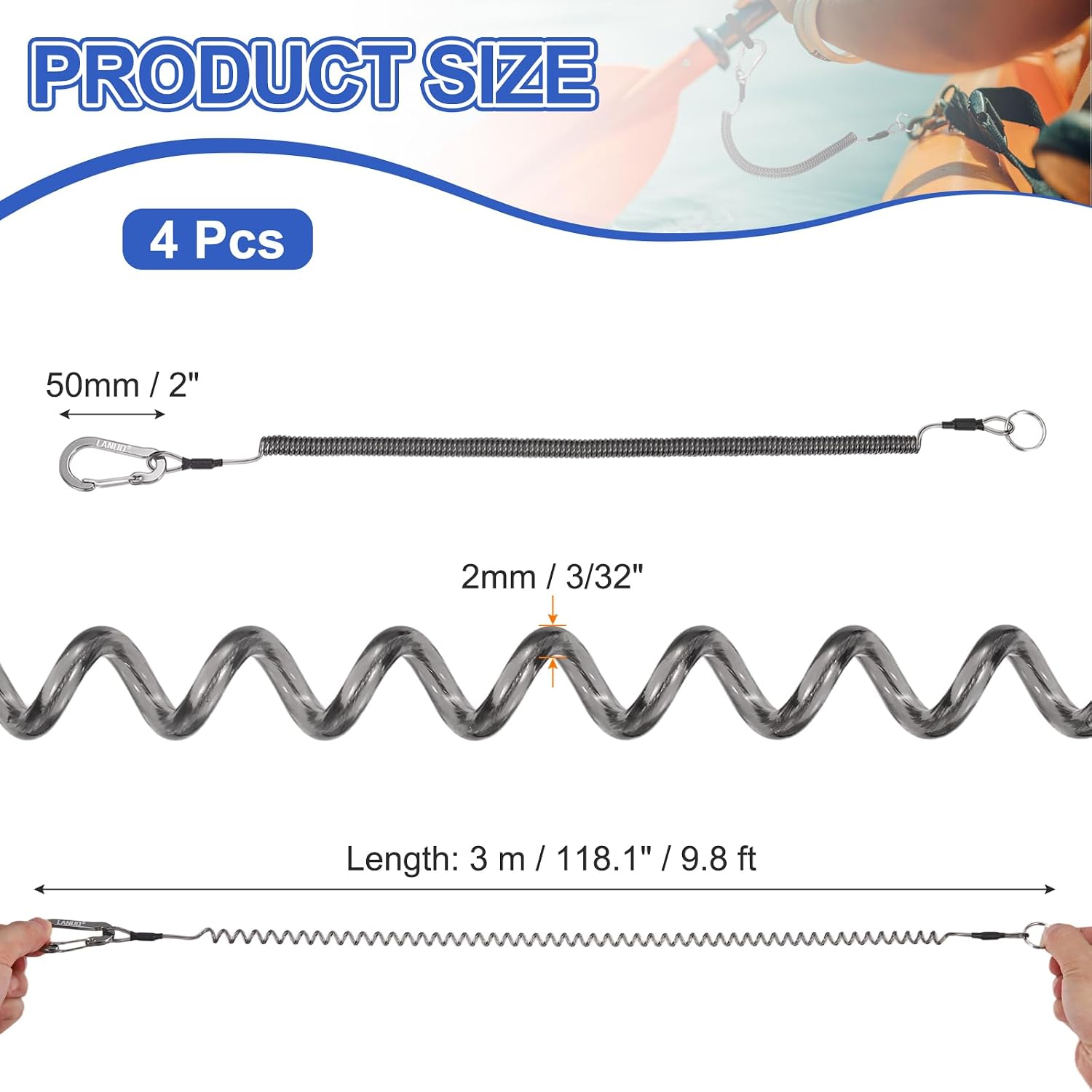 PATIKIL 4pcs Fishing Lanyard 118" Safety Fishing Pole Tether Fishing Tool image 2