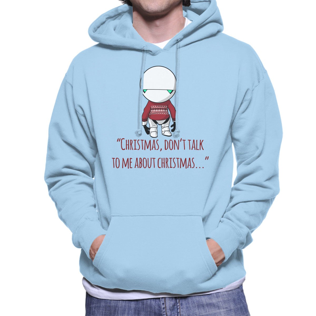 Cloud City 7 Christmas Marvin The Paranoid Android Hitchhikers Guide to The Galaxy Men's Hooded Sweatshirt Sky Blue