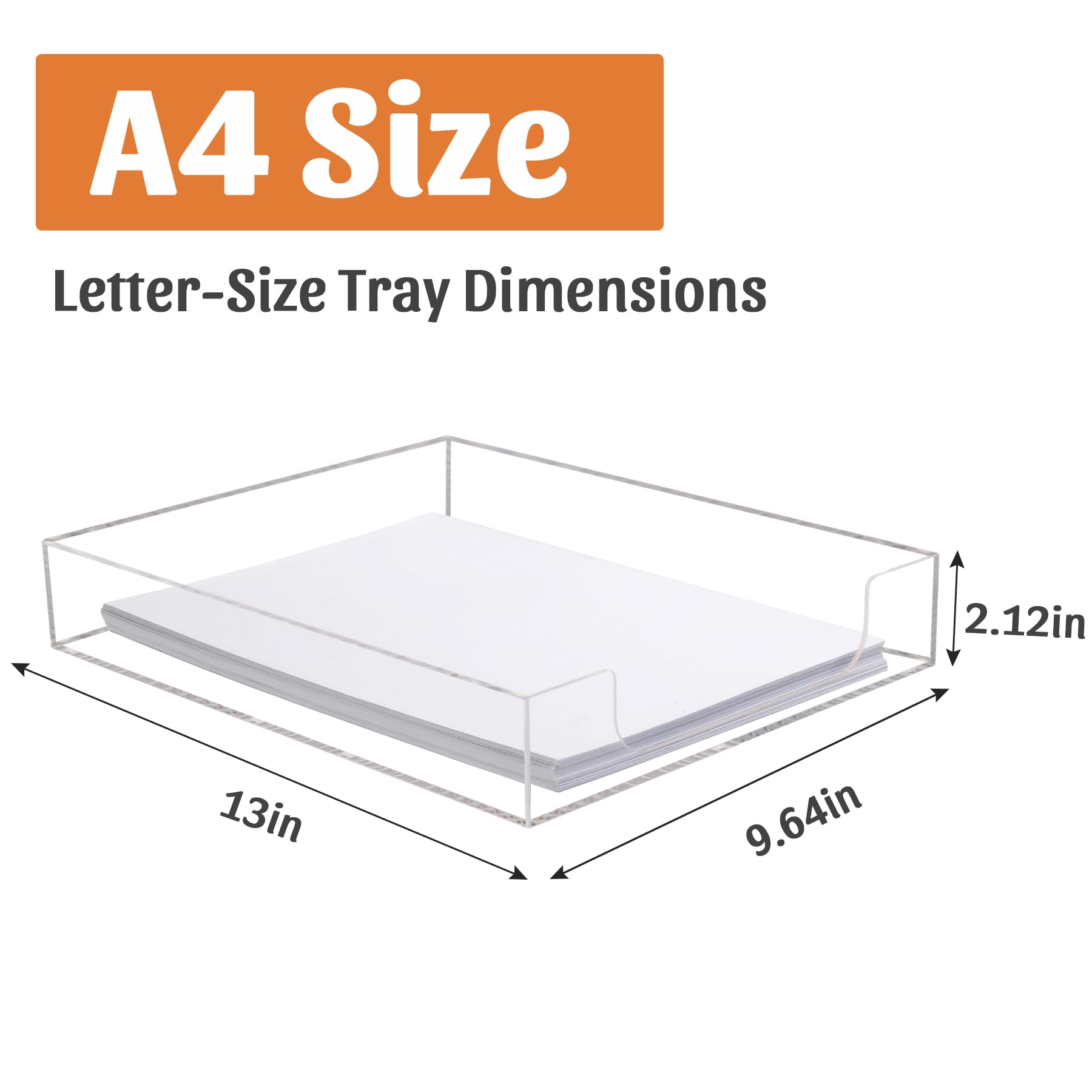 Acryl-Papiertablett, Briefform, Schreibtischablage, Organizer für Büro | Einzeln, stapelbar, robust, Kunststoff-A4-Dokumentenhalter, Sortierer für Zuhause, Schule