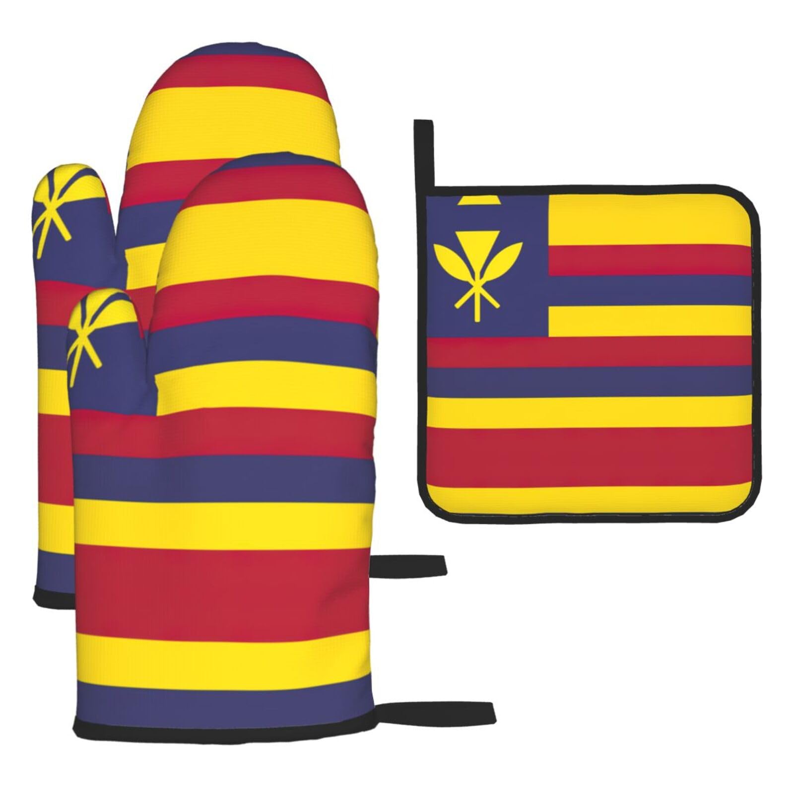 Flag Of The Kingdom Of Hawaii Oven Mitts And Pot Holders Sets Of 3 Oven Glove Kitchen Decor For Baking Cooking Bbq